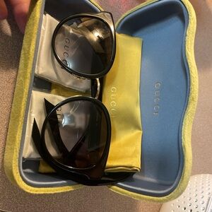 Gucci Black and Gold Sunglasses